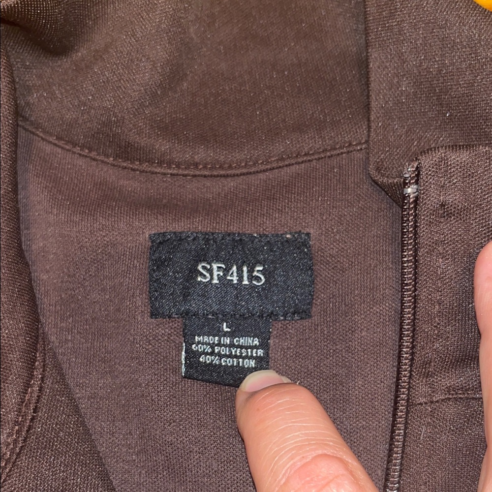 SF415 Men's Lightweight Brown Jacket with Stripes - Picture 6 of 10